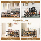 SAYZH Expandable Shoe Rack for Closet, Adjustable Metal Shoe Organizer with Sturdy Mesh Shelves for Boots & Heels, Stackable 