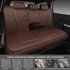 CAR PASS Piping Luxury Faux Leather Seat Covers Full Set, 5 Seats Anti-Slip Waterproof Seat Covers Compatible with Front Armr