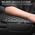 CAR PASS 3D Memory Foam Leather Car Steering Wheel Cover Set, Comfortable Rhombus Leather Center Console Armrest Cushion with Storage Bags Non-Slip 14.5-15in Car Interior Covers Sets, 4 PCS All Black