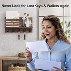 Lwenki Key Holder for Wall – Decorative Wooden Mail Holder and Key Shelf with Mounting Hardware, Installation Guide – Paulown
