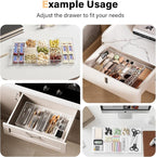 Acrylic Expandable Desk Drawer Organizer with 11 Adjustable Compartments and 6 Removable Dividers Desk Accessories for Office