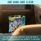 Car Trash Bag Abstract Succulent Plant Leak-Proof Waterproof Car Garbage Bag with Drawstring Foldable Canvas Trash Bin with Adjustable Buckle for Car Accessories, Travelling, Camping
