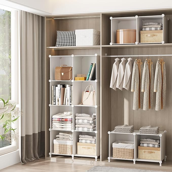 AWTATOS Cube Storage Organizer, Storage Cubes Shelves Bookshelf, 6 Cube Closet Organizers and Storage, DIY Stackable Plastic 