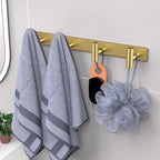 VAEHOLD Hat and Coat Wall Mount Rack - Hooks for Robes, Bags, Keys, and Towels - Bathroom Towel Hanger Organizer (Gold, “T“ S