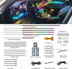 KENANEK Ambient Lighting Car Interior LED Strip Lights 18-in-1, 43.31inch Acrylic Dreamcolor Car Ambient Lighting Kit with Music Sync, APP Control, Interior LED Lighting for Cars SUVs Trucks