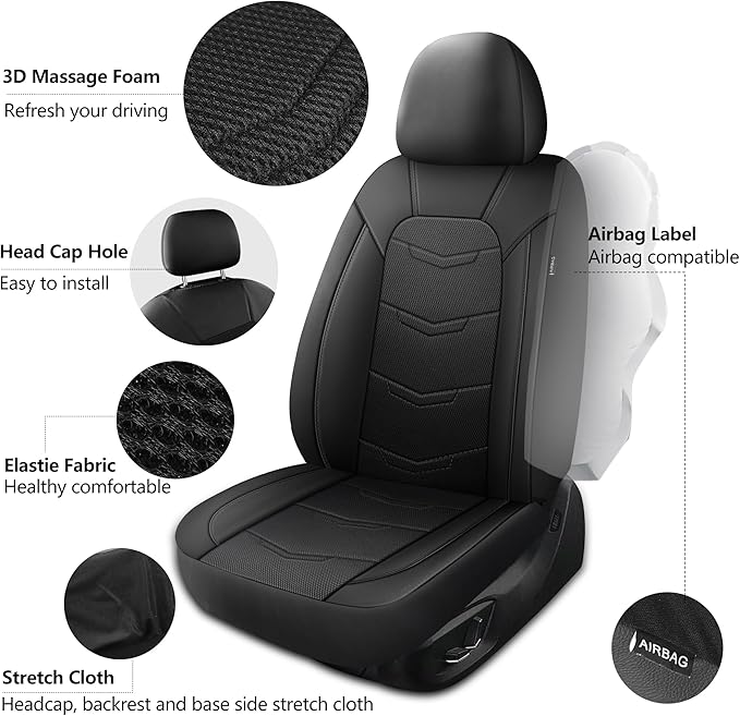 Car Seat Covers,Leather Car Seat Covers,Breathable and Sporty Car Seat Cover,Universal Fit Automotive Seat Covers for Car SUV