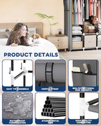 Mavivegue Portable Closet, 50 Inch Wardrobe Closet, Portable Closets for Hanging Clothes with 3 Hanging Rods and 6 Storage Sh