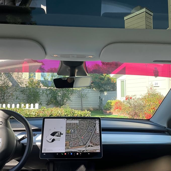 Front Windshield Sun Visor Strip Tint Film for Tesla Model Y Precut Premium DIY Car Window Tint Film (Red)