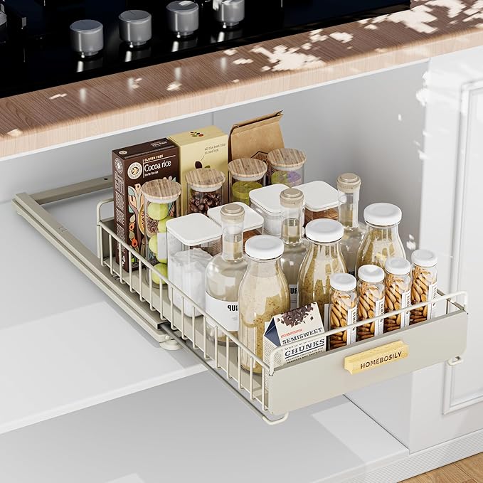 Under Sink Organizer - Under Sink Organizers and Storage Shelves, Multi-Use Kitchen and Bathroom Pull Out Cabinet Organizer w