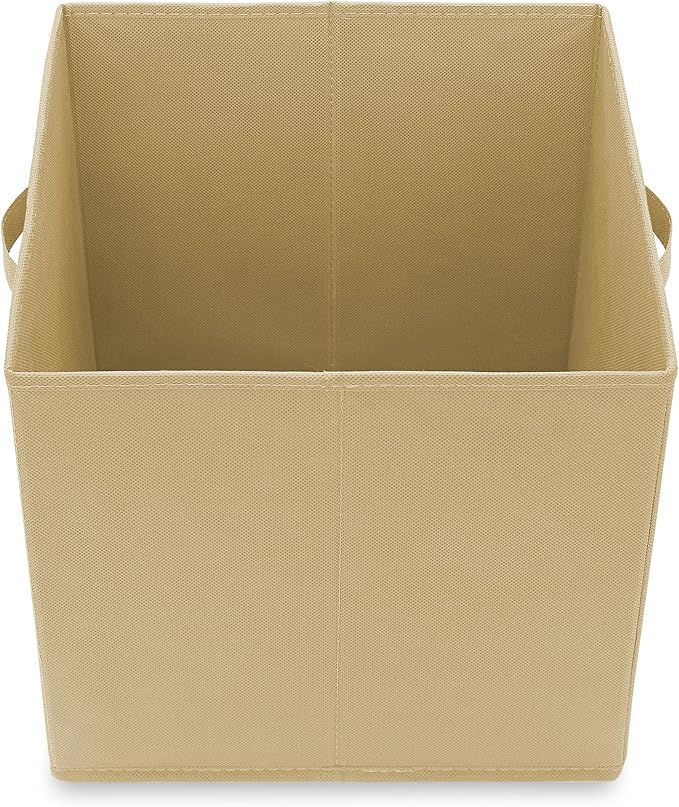 Casafield Set of 6 Collapsible Fabric Cube Storage Bins, Sandy Beige - 13" Foldable Cloth Baskets for Shelves, Cubby Organize
