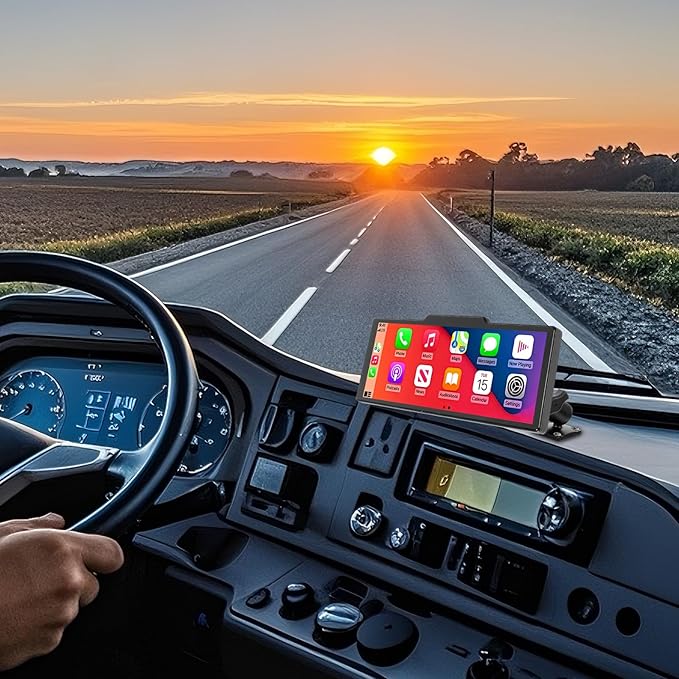 Car Mount for CarPlay Screen, Aluminum Alloy Medium Arm & Square Plate AMPS Base, Truck Vehicle Dashboard Mount for in-Car Monitors CarPlay Mounts