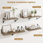 Deep Floating Shelves,16" Wx10 D Floating Shelves for Wall Set of 2,Heavy Duty Wood Floating Shelf with Metal Bracket,Wall Mo