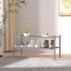 ROMGUAR CRAFT 2 Tier Bamboo Shoe Rack for Closet Free Standing Wood Shoe Shelf for Entryway Small Space Stackable 27"x11"x13"