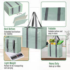 VENO 2-4 Pack Reusable Grocery shopping Bags, Medium Tote Bag w/Handle Hard Bottom, Heavy Duty, Foldable Carrier