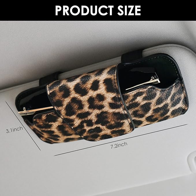 Sunglass Holder for Car Visor, Car Sunglasses Holder Leather, Eyeglasses Holder Glasses Storage Case Visor Accessories