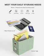 Oterri File Organizer Box with Lid, Hanging Filing File Box with Mesh Pocket, Document Organizer Box for Letter Files, Portab