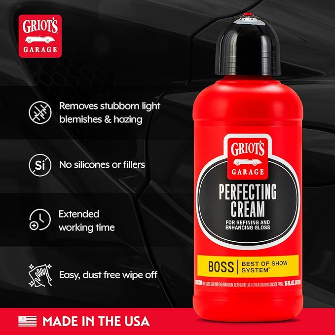 Griot's Garage BOSS Perfecting Cream for Car Polishing and Detailing, Light Polish, Fine Scratch, Swirl Remover for Vehicles, 16oz