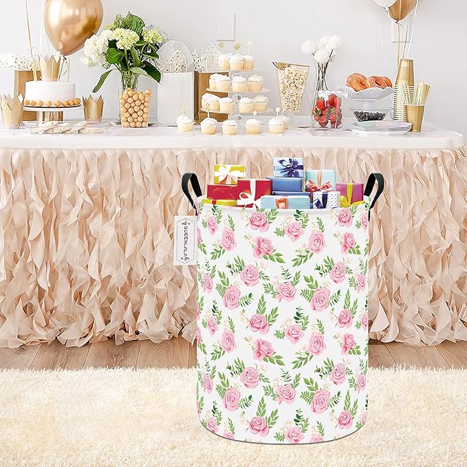 QUEENLALA Large Storage Basket,Laundry Hamper/Bathroom/Home Decor/Collapsible Round Storage Bin,Boys and Girls Hamper/Boxes/C