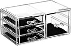 Ikee Design 5 Pcs Set Acrylic Makeup Organizer with 15 Drawers and Removable Top Lipstick Holders, Ideal for Make-up, Accesso