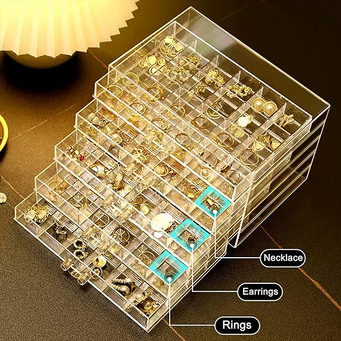 Clear Acrylic Jewelry Storage Box, Earring Jewelry Organizer with 5 Drawers, 5-Layer Jewelry Box for Women, Earrings Display 