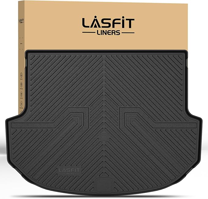 LASFIT Cargo Mat for Hyundai Santa Fe Sport 2018 2017 2016 2015 2014 2013 (Only Fit 5-Passenger), All Weather TPE Custom Fit Car Trunk Mats Cargo Liners Accessoires for Santa Fe Sport 2013-2018, Black