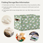 xigua Cartoon Goose Storage Basket Collapsible Storage Bins Waterproof Canvas Storage Basket with Leather Handles for Home Cl