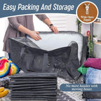 6 Pack Extra Heavy Duty Large Moving Bags with Strong Zipper & Comfortable Handles, Sturdy & Durable Clothes Storage Bags Tot