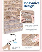 BAGSMART Hanging Jewelry Organizer, Necklace Holder Anti-tangle Earrings Rings Hanger with Pockets Hang on Closet, Wall, Door