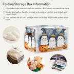 xigua Cute Cartoon Ghosts Storage Basket Foldable Storage Bin, Canvas Rectangular Storage Basket with Leather Handles for Hom