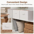 StorageWorks Foldable Shelf Organizer Bins, Closet Storage Baskets for Clothes, Storage Bins for Organization, Beige Stripes,