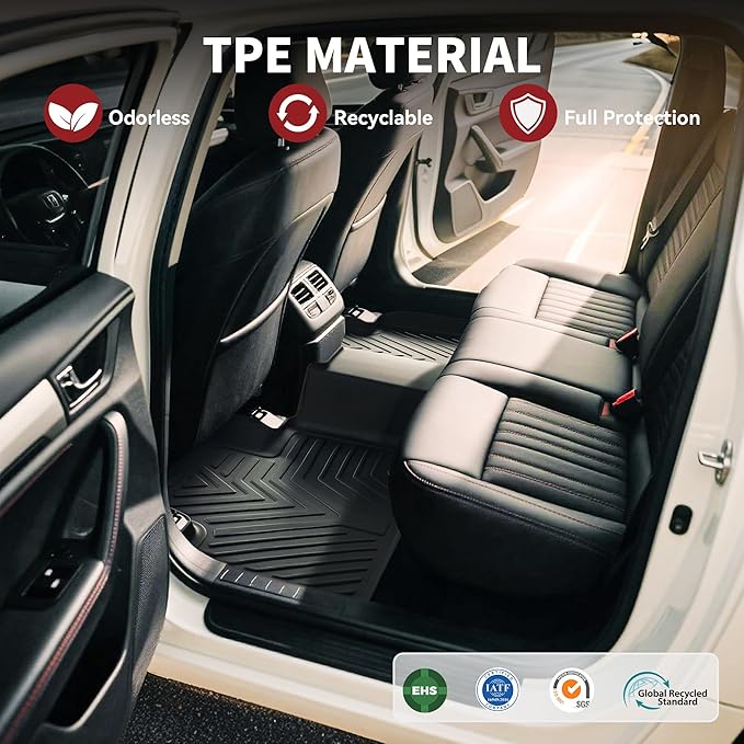 YITAMOTOR Floor Mats for 2016-2022 Honda HRV, Custom Fit All Weather HR-V Floor Liners Thickened TPR Rubber Mat 2016 2017 2018 2019 2020 2021 2022 Honda HRV Accessories,1st & 2nd Row, Black
