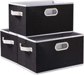 PRANDOM Fodable Storage Bins for Closet [3-pack] Decorative Fabric Storage Baskets Cubes with Leather/Metal Handles for Shelv