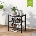 BMOSU 3-Tier Bamboo Small Shoe Rack Premium Stackable Shoe Shelf Storage Organizer for Hallway Closet Living Room Entryway Or