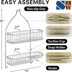 Simple Houseware Stainless Steel Bathroom Hanging Shower Head Caddy Organizer (26 x 16 x 5.5 inches)
