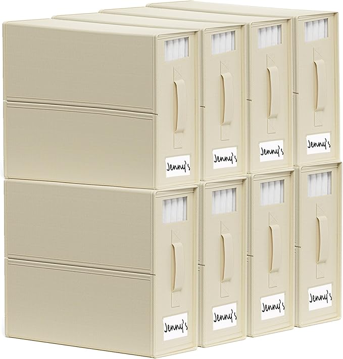 SheetCube Bed Sheet Organizers and Storage 8 Pack, Foldable Linen Closet Organizer with Window and Label, Bedding Folder Stor