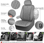 CAR PASS Piping Luxury PU Leather Two Front Car Seat Covers, Waterproof Anti Slip Seat Covers Compatible with Front Seat Armr
