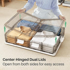 Kitstorack Clear Plastic Under Bed Storage Containers Bins with Lids and 8 Pre-installed Wheels,37.8 Qt, Rolling Foldable Fla