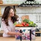 Reusable Grocery Bags Heavy Duty Shopping Bags Foldable Large Tote Bags with Long Handles & Hard Bottom