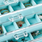 Frebeauty Acrylic Jewelry Organizer Earring Organizer Box with 5 Drawers Earring Holder Organizer with Velvet Trays Clear Jew