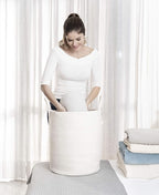OrganiHaus Large Off-White Woven Laundry Basket w/Handles 52L, Rope Dirty Clothes Hamper, Blanket Basket for Living Room, Bab