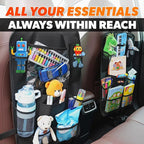 2 Pcs Backseat Car Organizer - Universal 23.4x16" Back Seat Car Organizer with 9 Large Pockets & Clear Tablet Holder, Made of Reliable Polyester with Long and Strong Straps - Easy to Attach & Clean