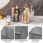 DASITON Large Capacity Makeup Brush Holder,3 Slot Makeup Brush Cup,Vintage striped Make Up Brush Holder,for Vanity Decor,Bath