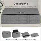 Graciadeco Large 17" 36 Quart Collapsible Stackable Storage Bins with Lids, 3 Packs Black and White Mix Linen Fabric Closet B