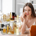 Corner Bathroom Counter Organizer Bathroom Countertop Shelf Makeup Organizer for Vanity Perfume Tray for Corner Storage (2 Ti