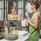 360° Rotating Makeup Organizer, Large-Capacity Skincare Make Up Storage 2 Tier Perfume Organizers Cosmetic Dresser Organizer 