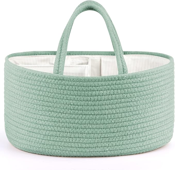 Maliton Diaper Caddy Organizer for Baby, Portable Diaper Storage Organizer for Changing Table and Car, Cotton Rope Nursery St
