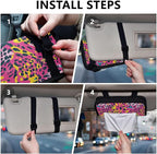Car Tissue Holder Car Visor Organizer Tissue Box Holder for Car Sun Visor Organizer with Car Vehicle Accessories Essentials Interior for Women Men Colorful Leopard Print Pink