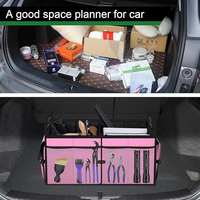 Femuar Car Trunk Organizer,Car Storage Organizer with 72L Large Capacity Waterproof Collapsible and 11 Pockets,Trunk Organizer