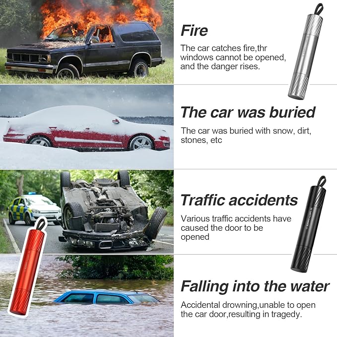 Car Window Breaker Tool and Seatbelt Cutter Safety Hammer Emergency Car Escape Tool Car Accessories Glass Breaker Seat Belt C