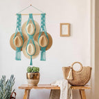 Tissting Macrame Hat Hangers Boho Hat Rack for Wall Hat Holder Display Organizer Bobo Hanging Hat Organizer Storage for Wide 